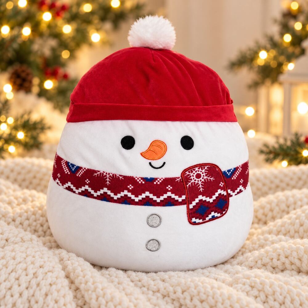 Squishmallows Snowman Christmas Plush with Red Hat & Scarf